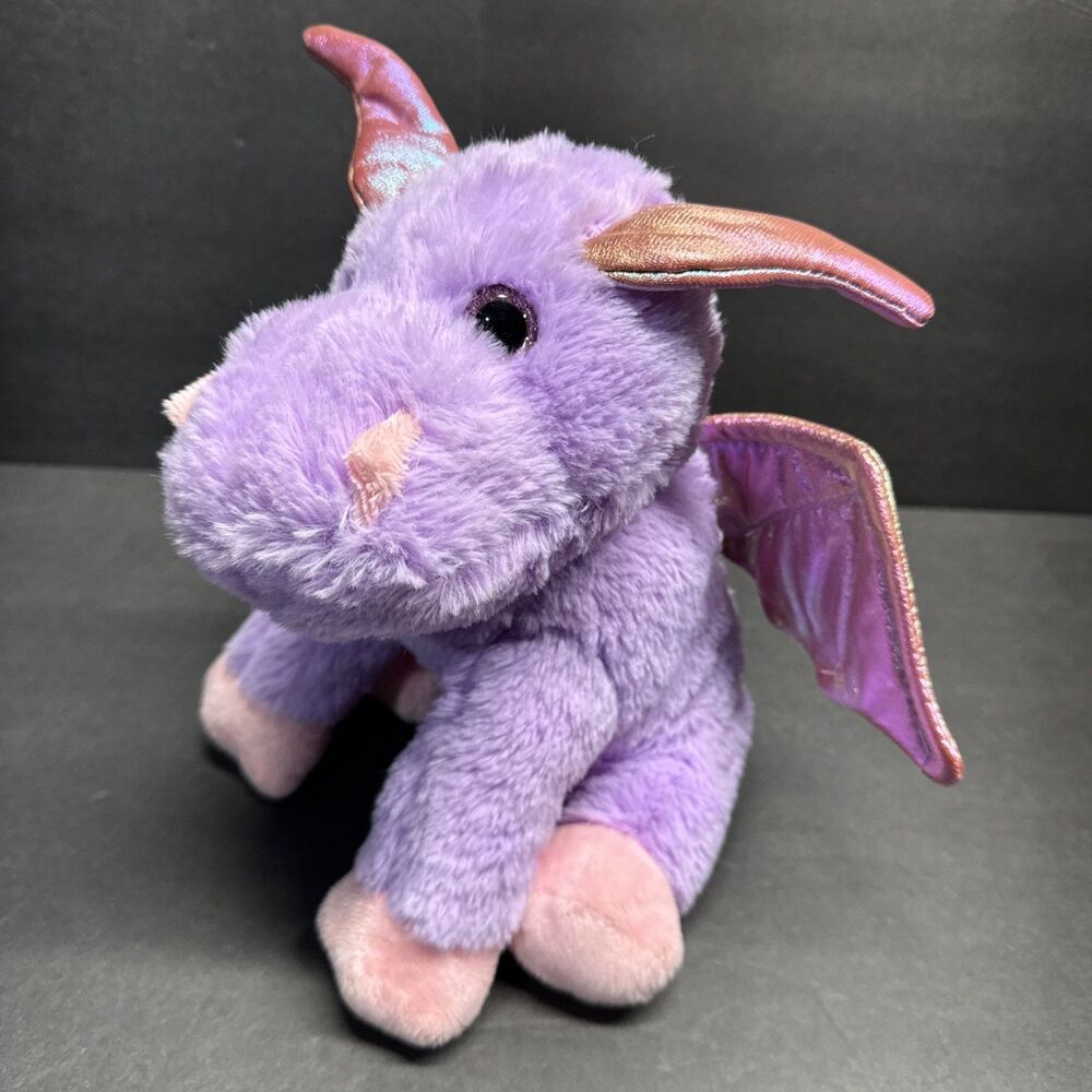Purple Dragon w/ Sparkly Wings Sitting 10" Youth Girl Kids Stuffed Animal Plush